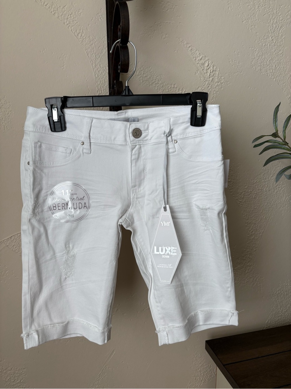 YMI White Bermuda Jean Shorts